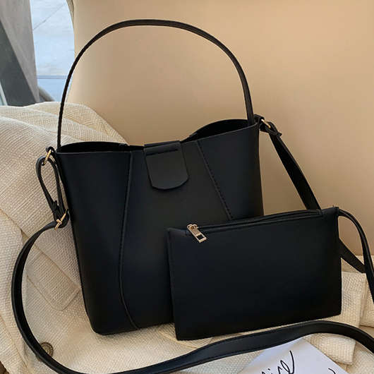 Black Faux Leather Crossbody Bag and Purse