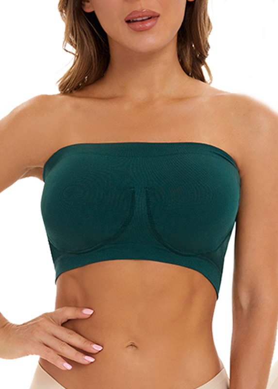 Non Slip Stretchy Blackish Green Bandeau Bra