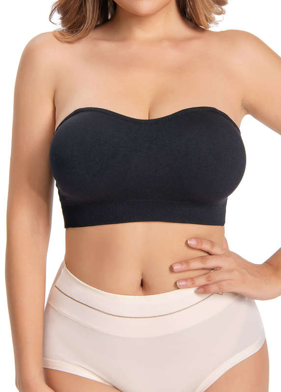 Non Slip Stretchy Black Bandeau Bra