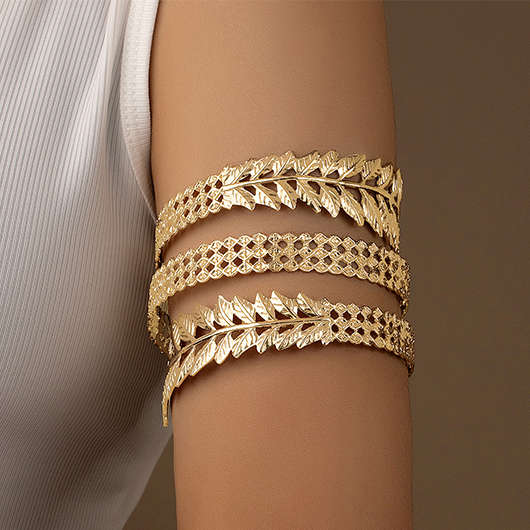 Leaf Gold Alloy Geometric Bracelet Bangle