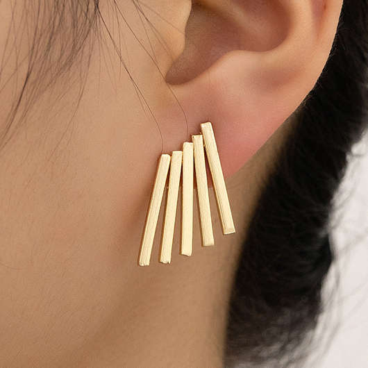 Rectangle Gold Alloy Geometric Design Earrings