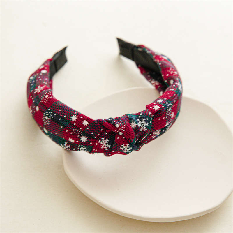 Christmas Striped Red Snowflake Plaid Headband