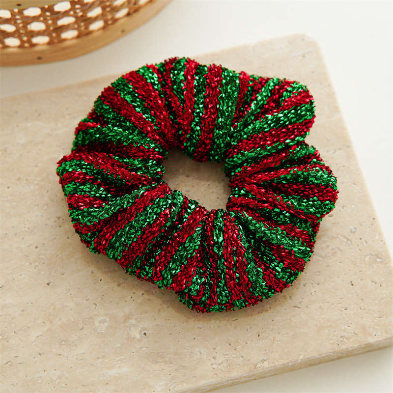 Round Design Patchwork Smocked Red Scrunchie