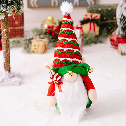Christmas Print Bell Detail Red Doll Decoration