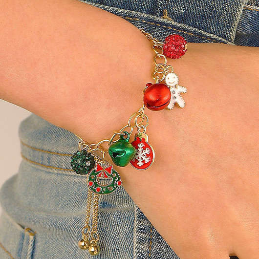Gold Patchwork Round Alloy Detail Bracelet