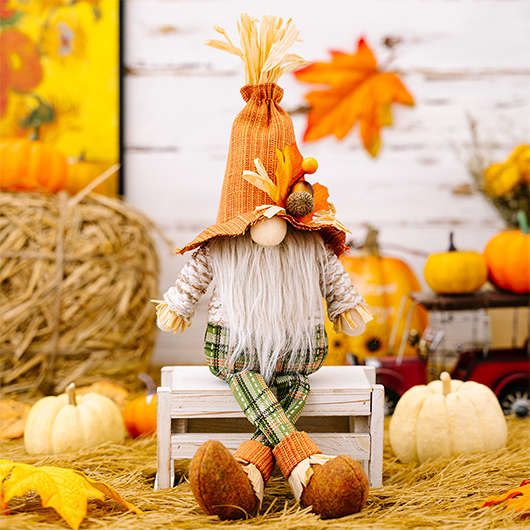Plaid Orange Doll Patchwork Striped Decoration