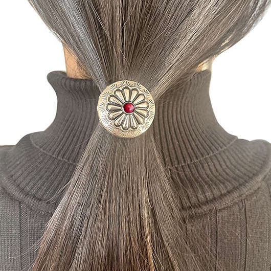 Round Silver Hair Accessory Metal Scrunchie