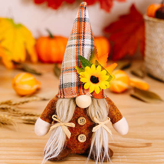 Plaid Patchwork Dark Coffee Doll Decoration
