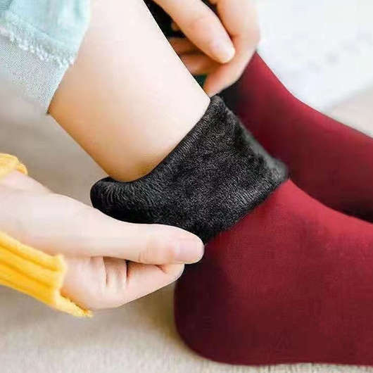Plush Wine Red Mid Calf Socks