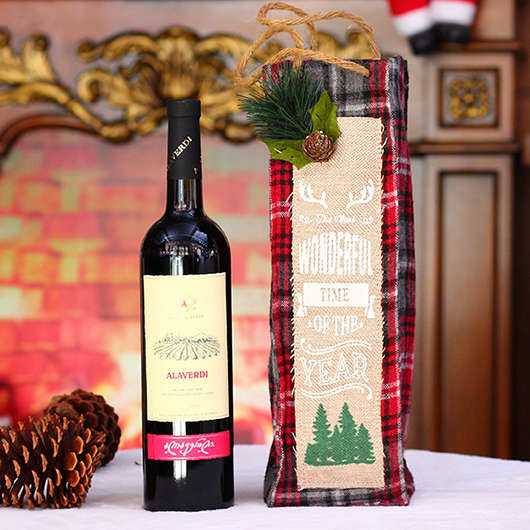 Plant Print Christmas Light Camel Wine Cover