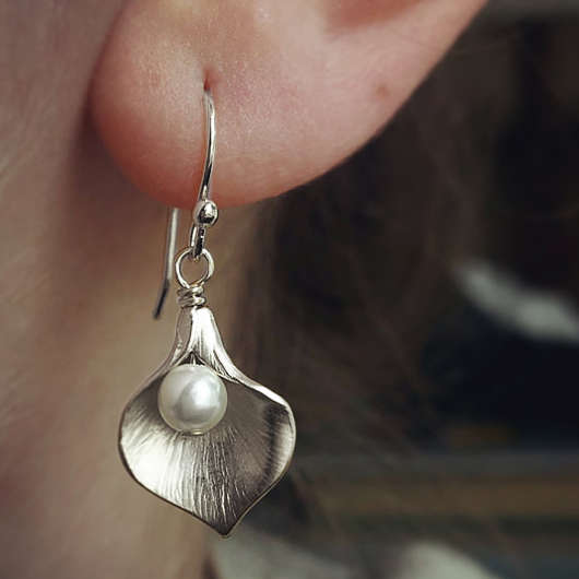 Silvery White petal design Alloy Earrings