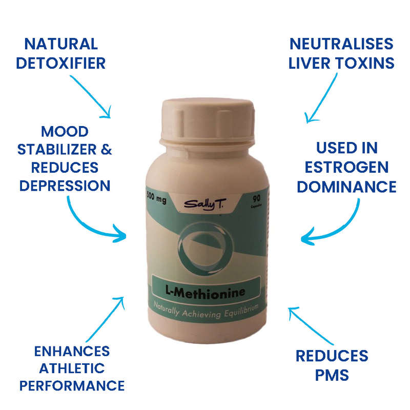 Sally T. L-Methionine 500mg/capsules, 90 Capsules.  Fatty Liver & Estrogen Detox
