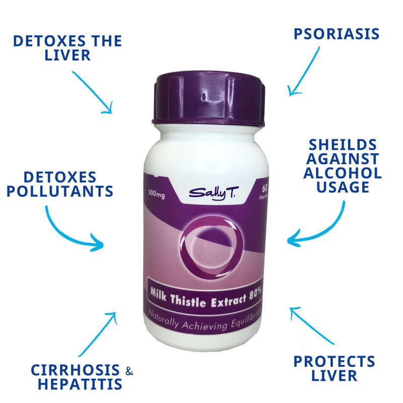 Sally T. Milk Thistle Extract 80% 500mg/capsules - 60 Capsules. Liver Health and Detox.