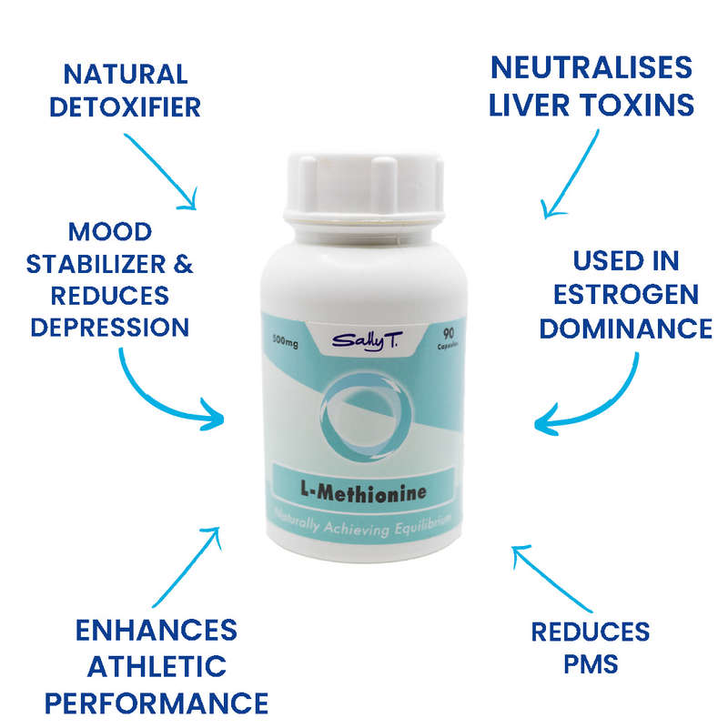 Sally T. L-Methionine 500mg/capsules, 90 Capsules.  Fatty Liver & Estrogen Detox