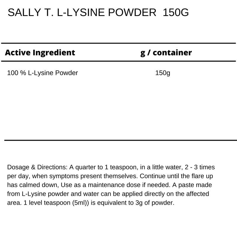 Sally T. L-Lysine Powder 150g x 2 Assists Fighting Herpes