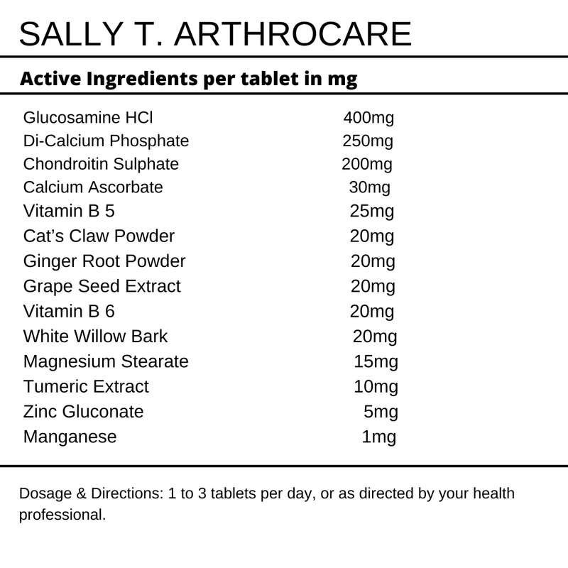 Sally T. Arthrocare, 90 tablets. Joint Health