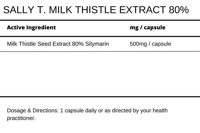 Sally T. Milk Thistle Extract 80% 500mg/capsules - 60 Capsules. Liver Health and Detox.