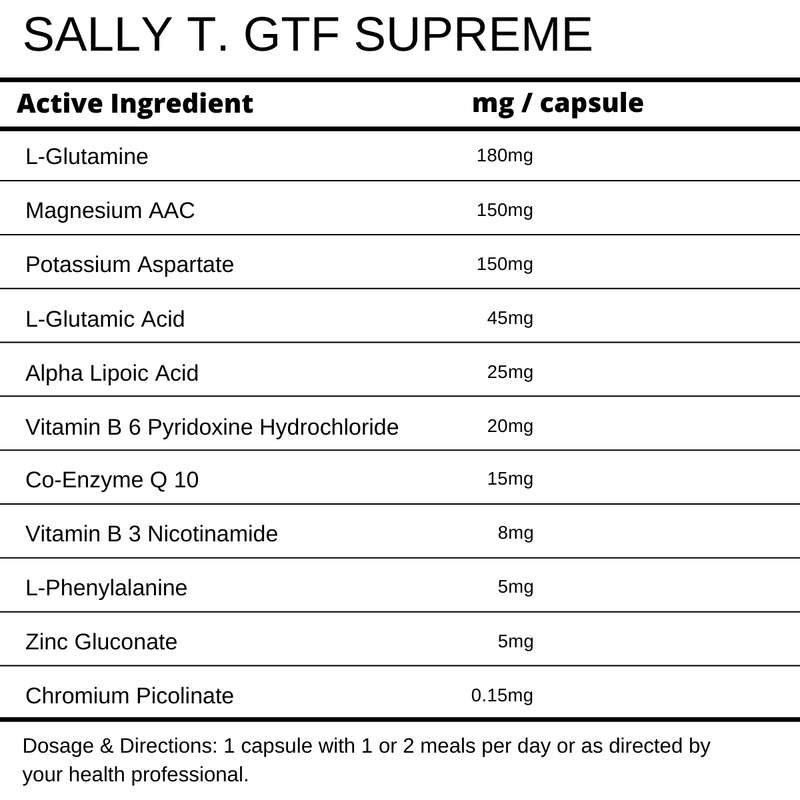 Sally T. GTF Supreme 60 Capsules. Blood sugar support