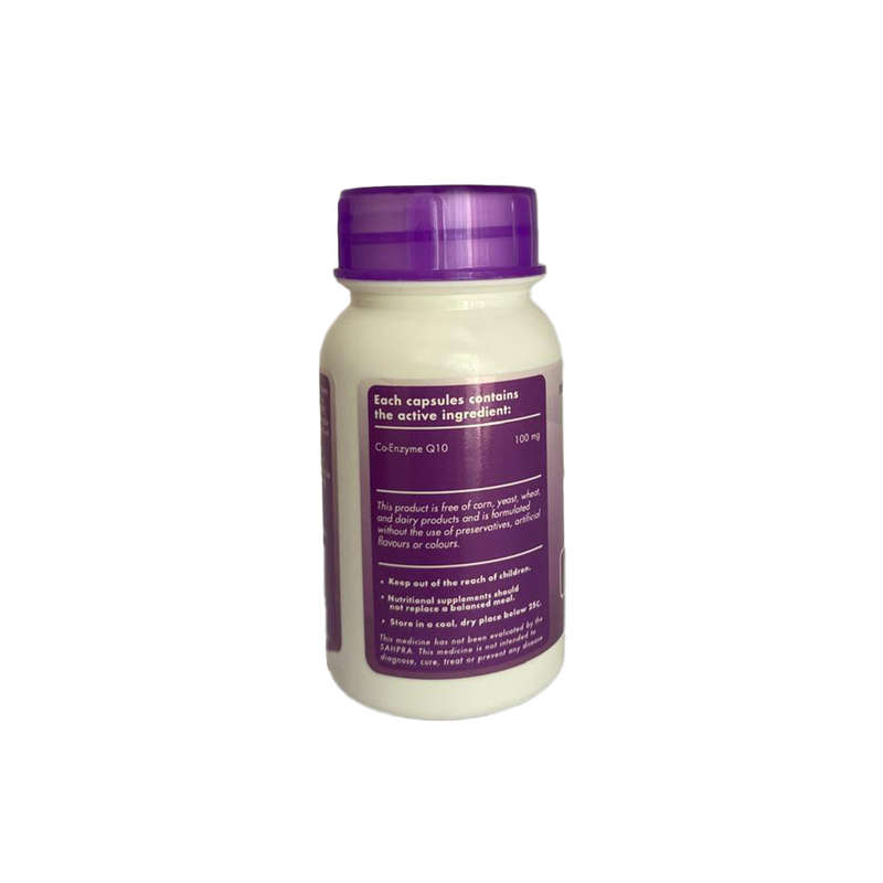 Sally T. Co-Enzyme Q 10 100mg/capsule. 60 Capsules. Blood pressure and heart health.