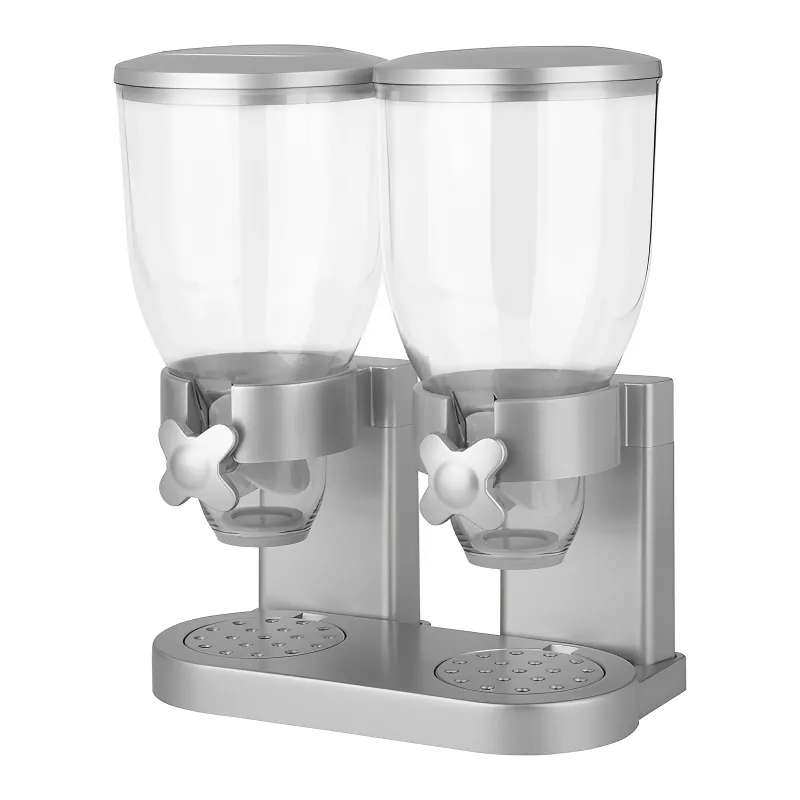 1000gms Double Barrel Cereal Dispenser with Portion Control - Silver