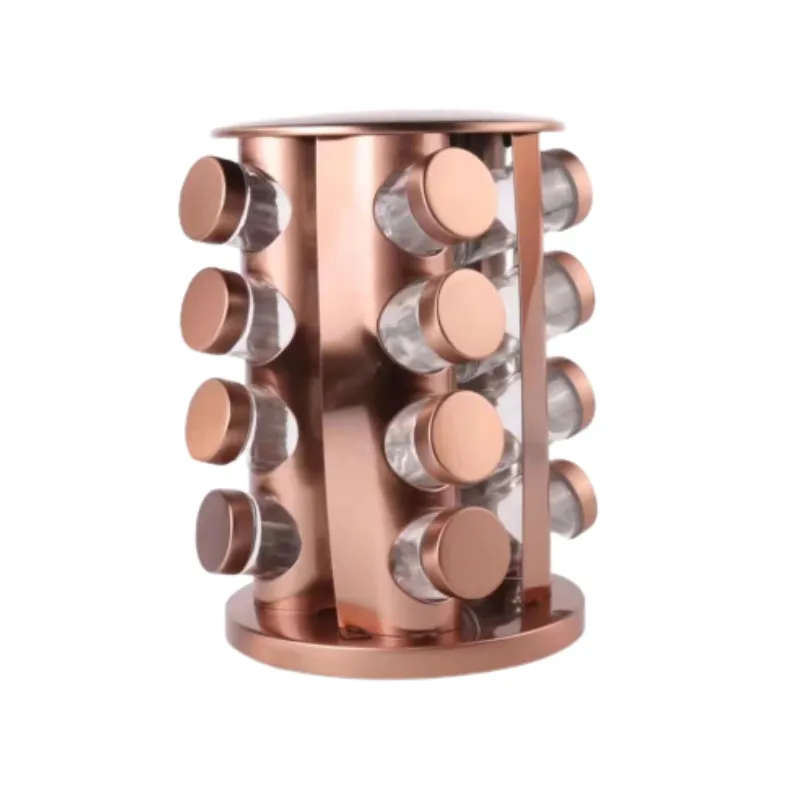 16 Jars Rotating Spice Rack - Rose Gold