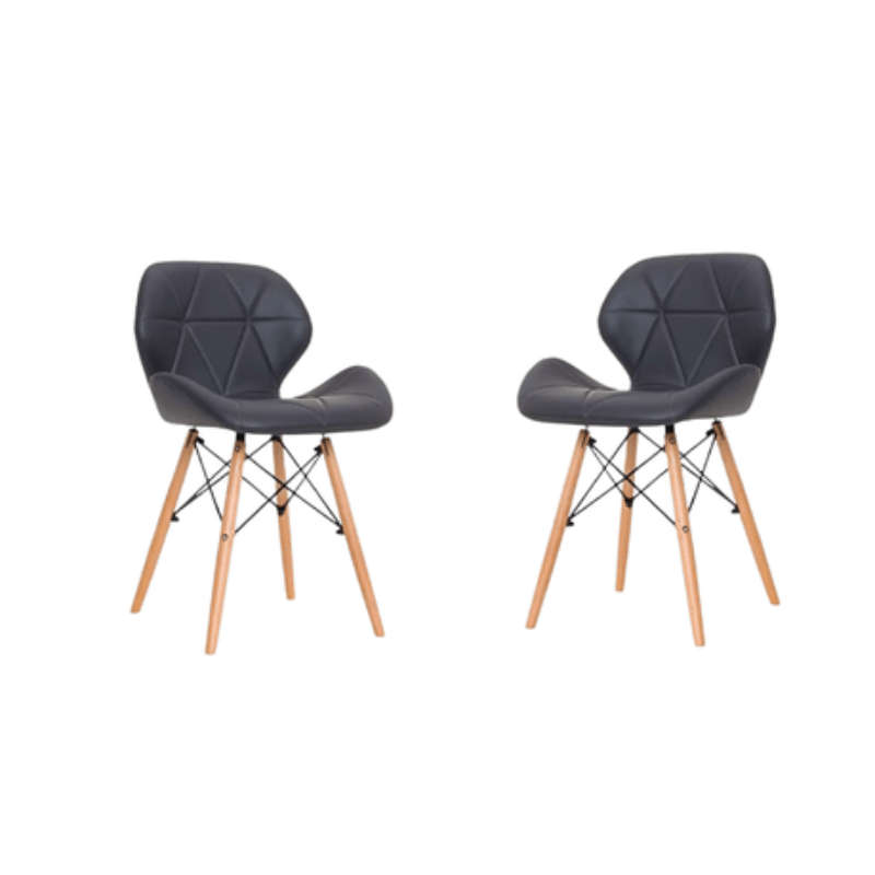 2 Piece Pre-Assembled Padded Dining Chair with Solid Wooden Legs