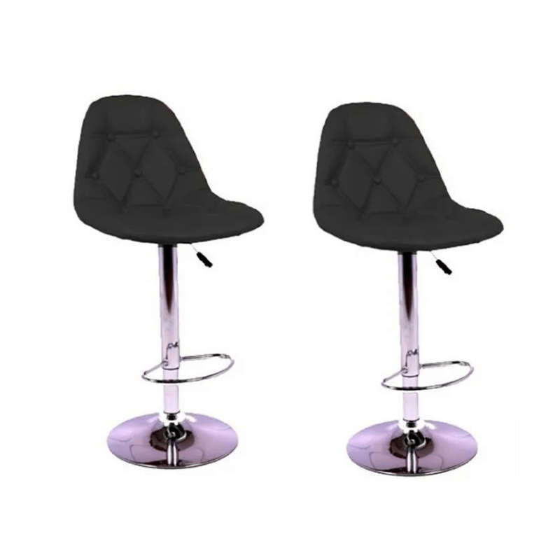 2 Piece Soft foam Faux Leather Bar Stools - Black