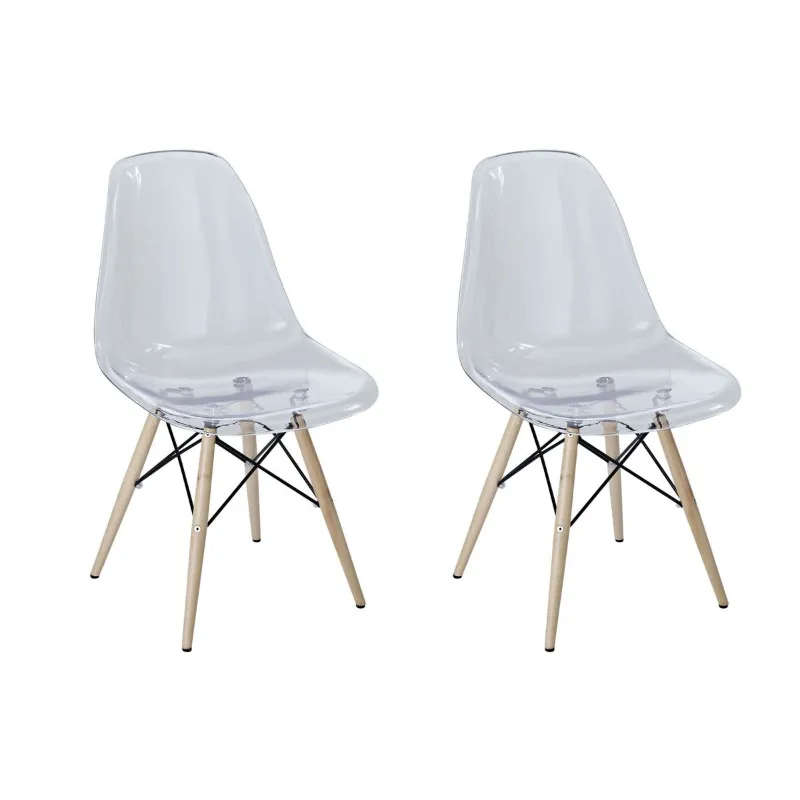 2 Pieces Of Multifunctional Modern Design Transparent Eames Chairs Set