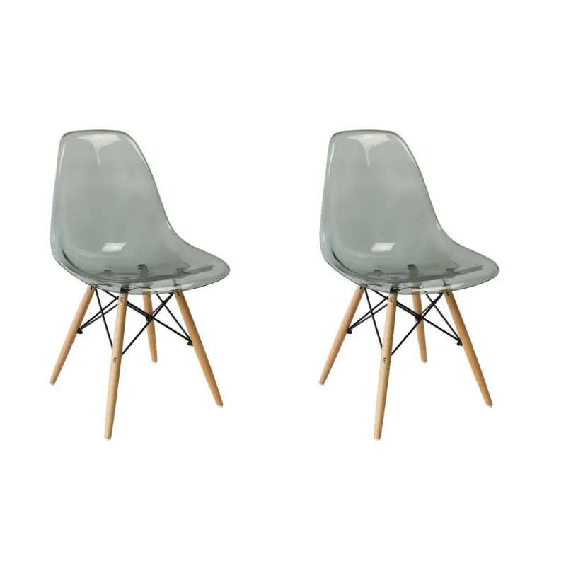 2 Pieces Of Multifunctional Modern Design Transparent Eames Chairs Set