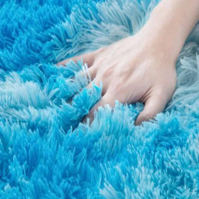 200 x 150cm Blue and White Fluffy Rug/Carpet