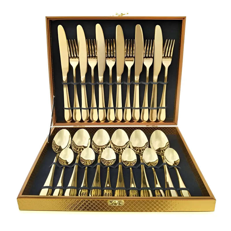 24 Piece Stainless Steel Cutlery Set - Gold