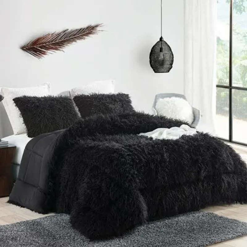 3 Piece Fluffy Comforters - Black