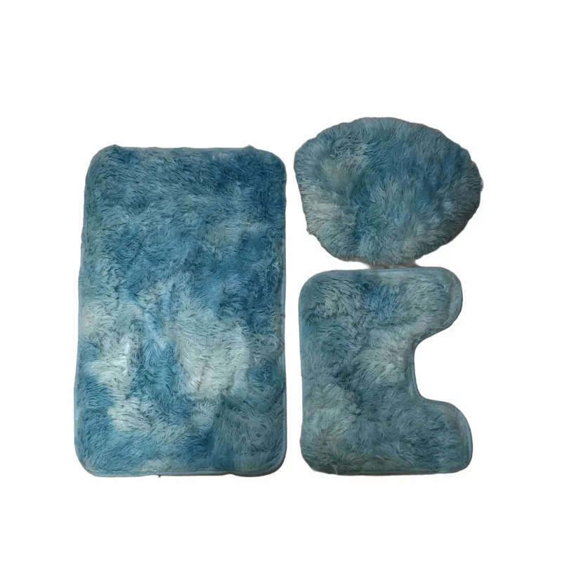3 Piece Fluffy Toilet Seat Cover & Bathroom Mats Set