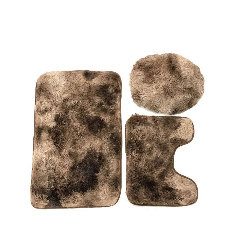 3 Piece Fluffy Toilet Seat Cover & Bathroom Mats Set