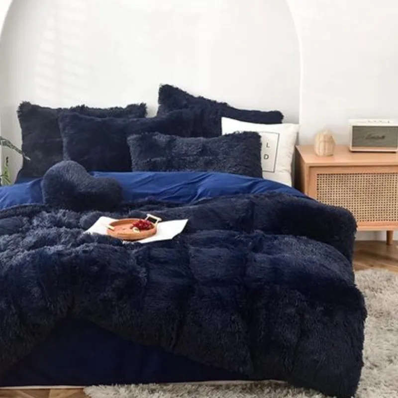 3 Piece Fluffy comforter - Blue