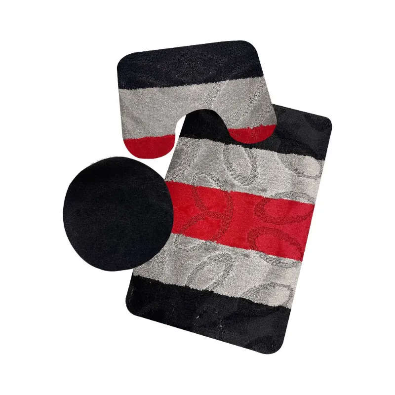 3 Pieces Non-Slip Toilet Cover & Mat Bathroom Rug Set