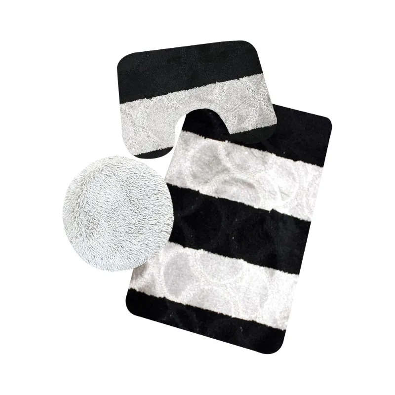 3 Pieces Non-Slip Toilet Cover & Mat Bathroom Rug Set