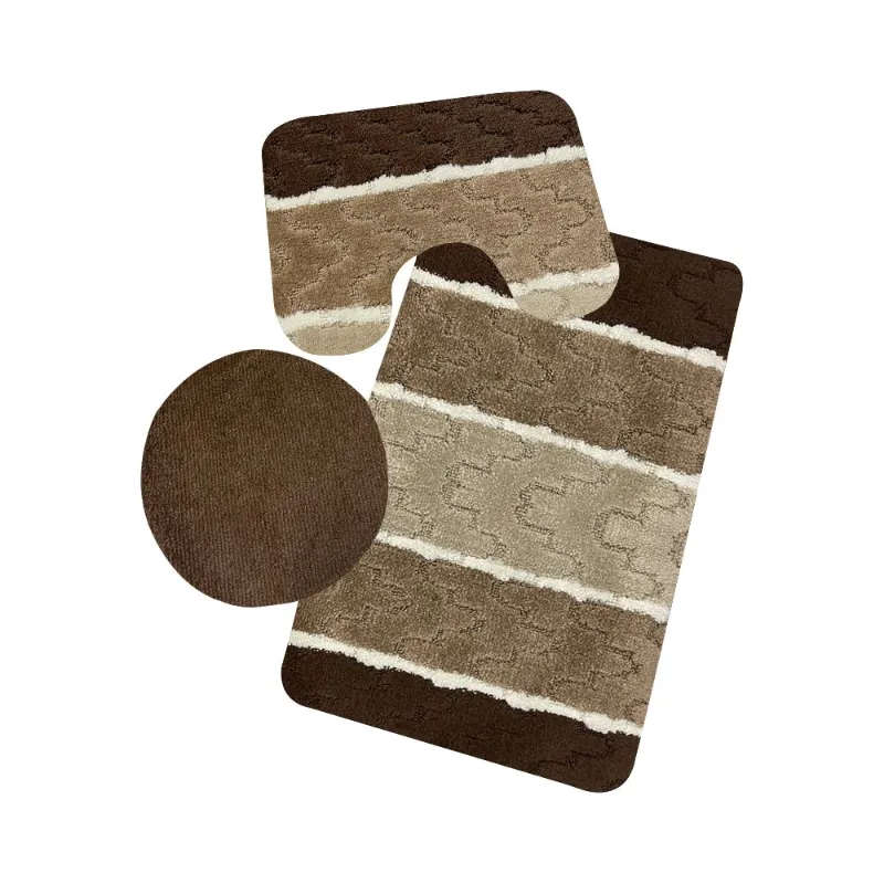 3 Pieces Non-Slip Toilet Cover & Mat Bathroom Rug Set
