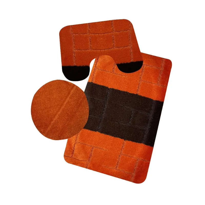 3 Pieces Non-Slip Toilet Cover & Mat Bathroom Rug Set