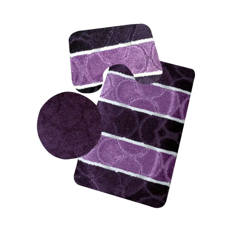 3 Pieces Non-Slip Toilet Cover & Mat Bathroom Rug Set