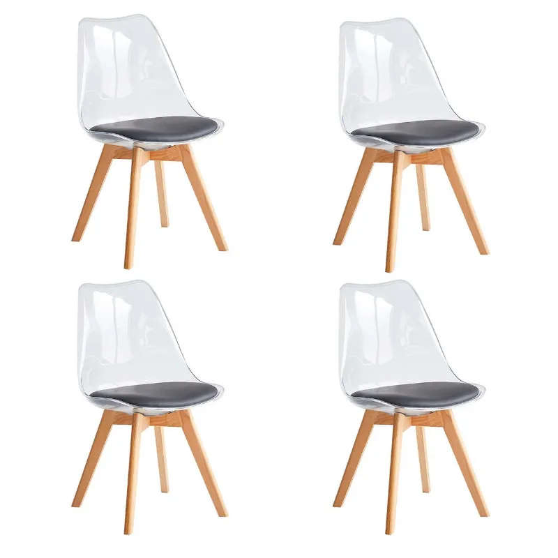 4 Pieces Of Scandinavian Transparent Elk Dining Chairs Set