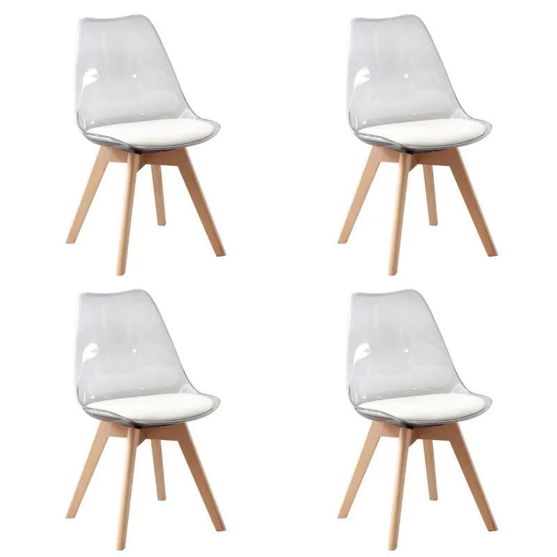 4 Pieces Of Scandinavian Transparent Elk Dining Chairs Set