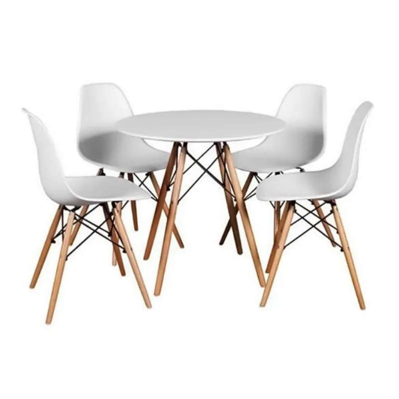 5 Piece Round White Table With 4 Chairs