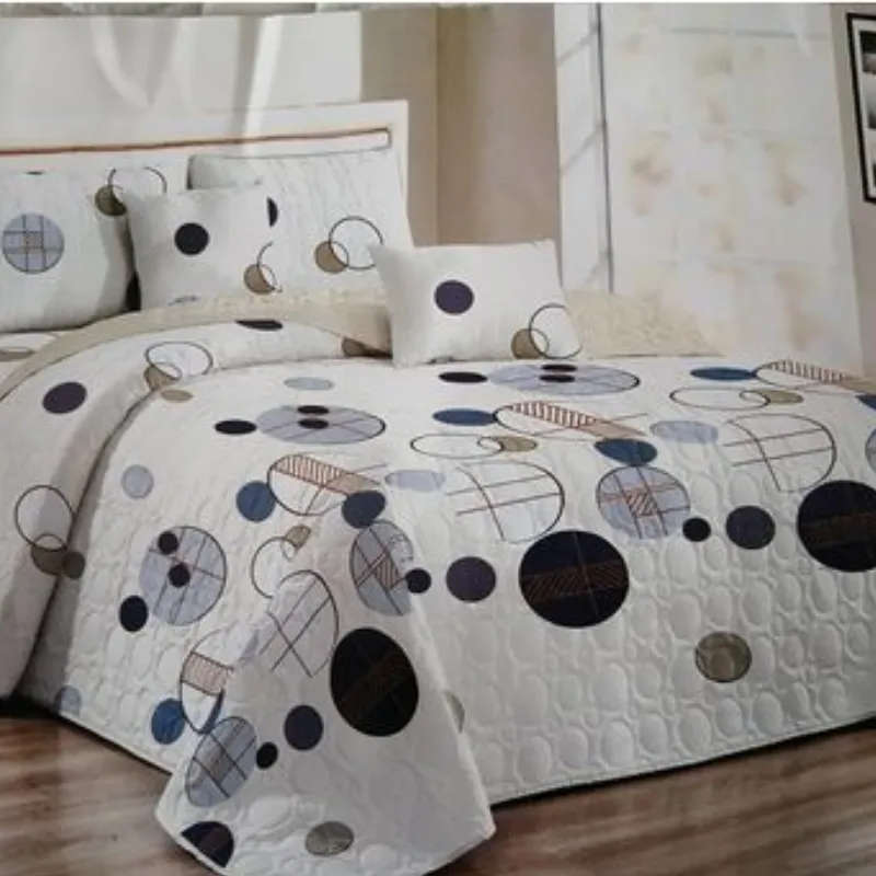 5pc Quilt Set White Polka Dot Bedspread Set