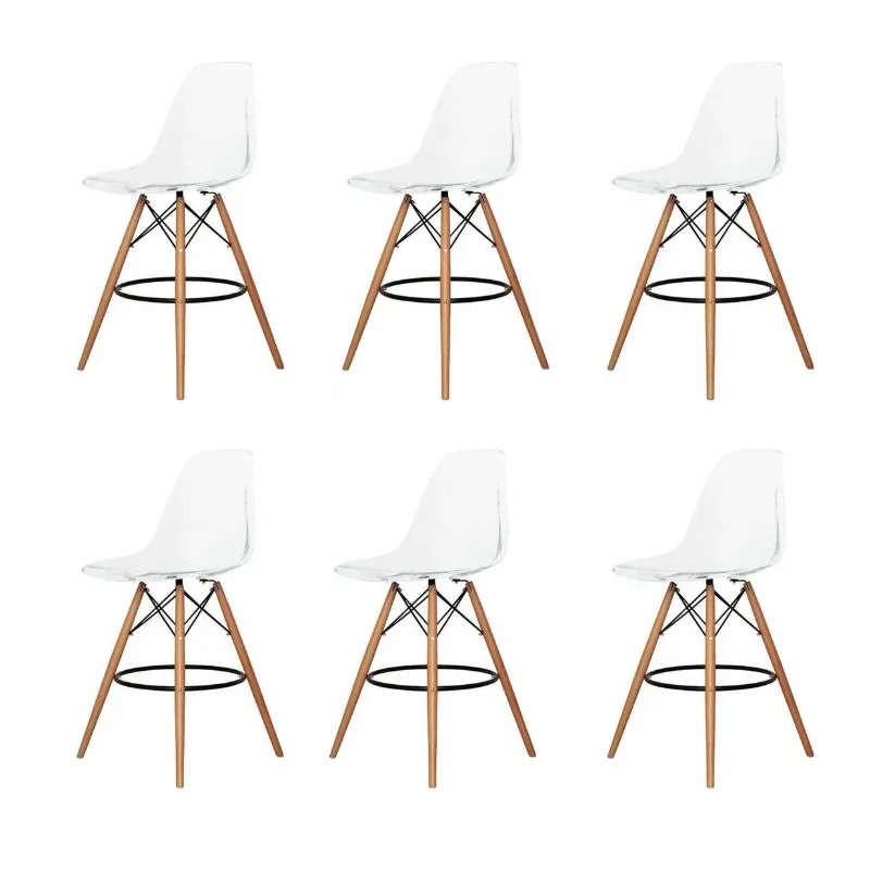 6 Pieces Of 25.5" Modern Style Eiffel Chair Counter Bar Stools Set