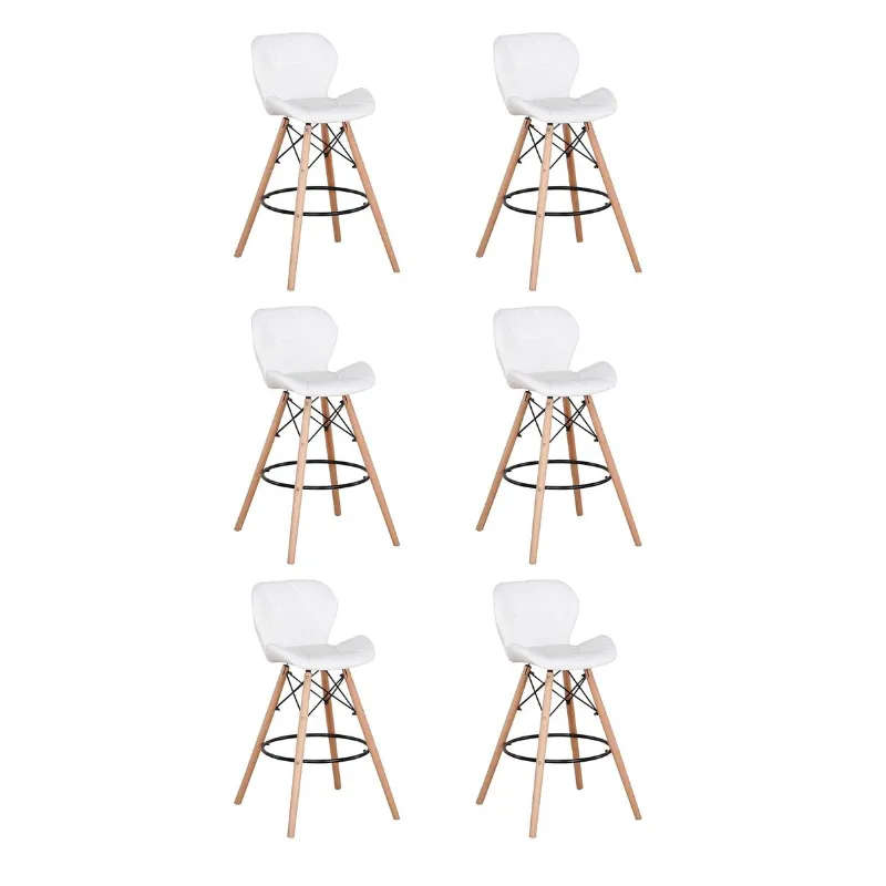 6 Pieces Of Multifunctional Butterfly Chair Eames Style Bar Stool Set - White