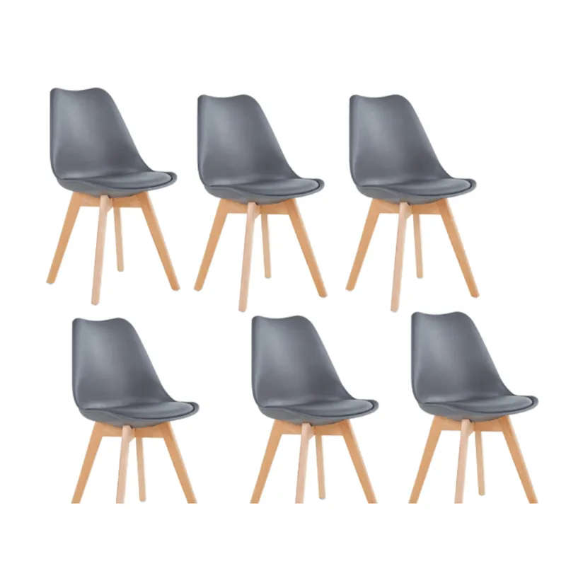 A Pack of 6 Cushioned Dining Wooden Legs Chairs