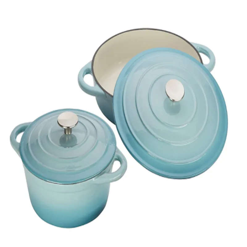 7 Piece Cast Iron Cookware/Pots - Turquoise