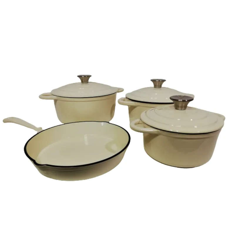 7 Piece Cream Authentic Cast Iron Cookware Set