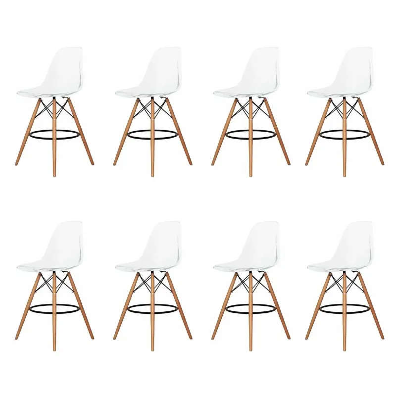 8 Pieces Of 25.5" Modern Style Eiffel Chair Counter Bar Stools Set